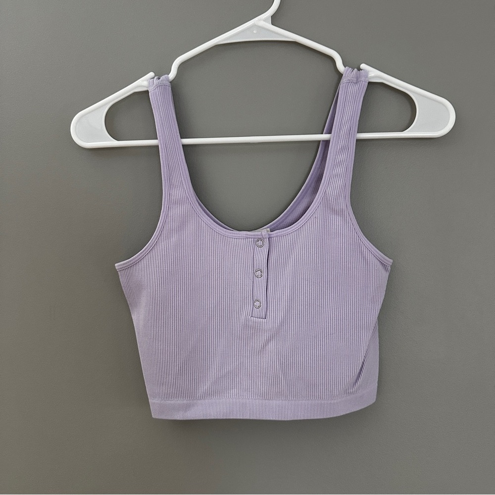 bozzolo crop top Light Purple Henley Snap Small Medium Stretch